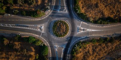 aerial view roundabout, roundabout, street