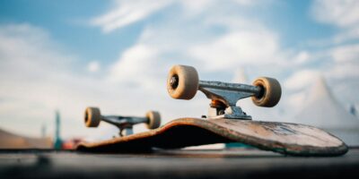 brown wooden skateboard