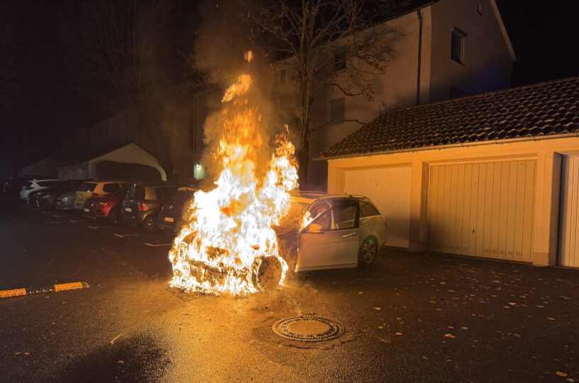 Brennendes Auto in Bad Kreuznach