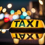 ai generated, car, vehicle, taxi, roof, sign, transport, city, nightlife, lights, taxi, taxi, taxi, taxi, taxi