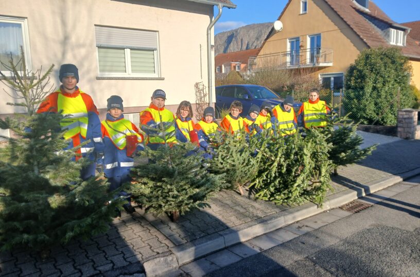 Jugendfeuerwehr unterstützt bei Tannenbaum Sammelaktion