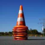 pylons, traffic cone, orange, white, signpost, mark, kart, kart race, motorsport, run, traffic cone, traffic cone, traffic cone, traffic cone, traffic cone