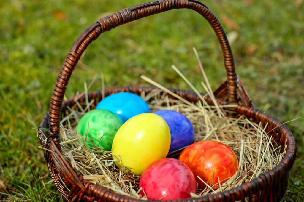 easter, eggs, basket, easter eggs, colorful eggs, multicolored, colorful, egg basket, easter egg basket, easter celebration, colored, easter decorations, painted, happy easter, easter, easter, easter, easter, easter, easter eggs, OSterferienprogramm